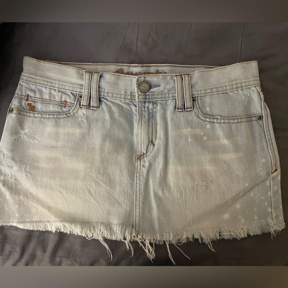 Abercrombie & Fitch -Light Blue Denim Rhinestone Mini Skirt